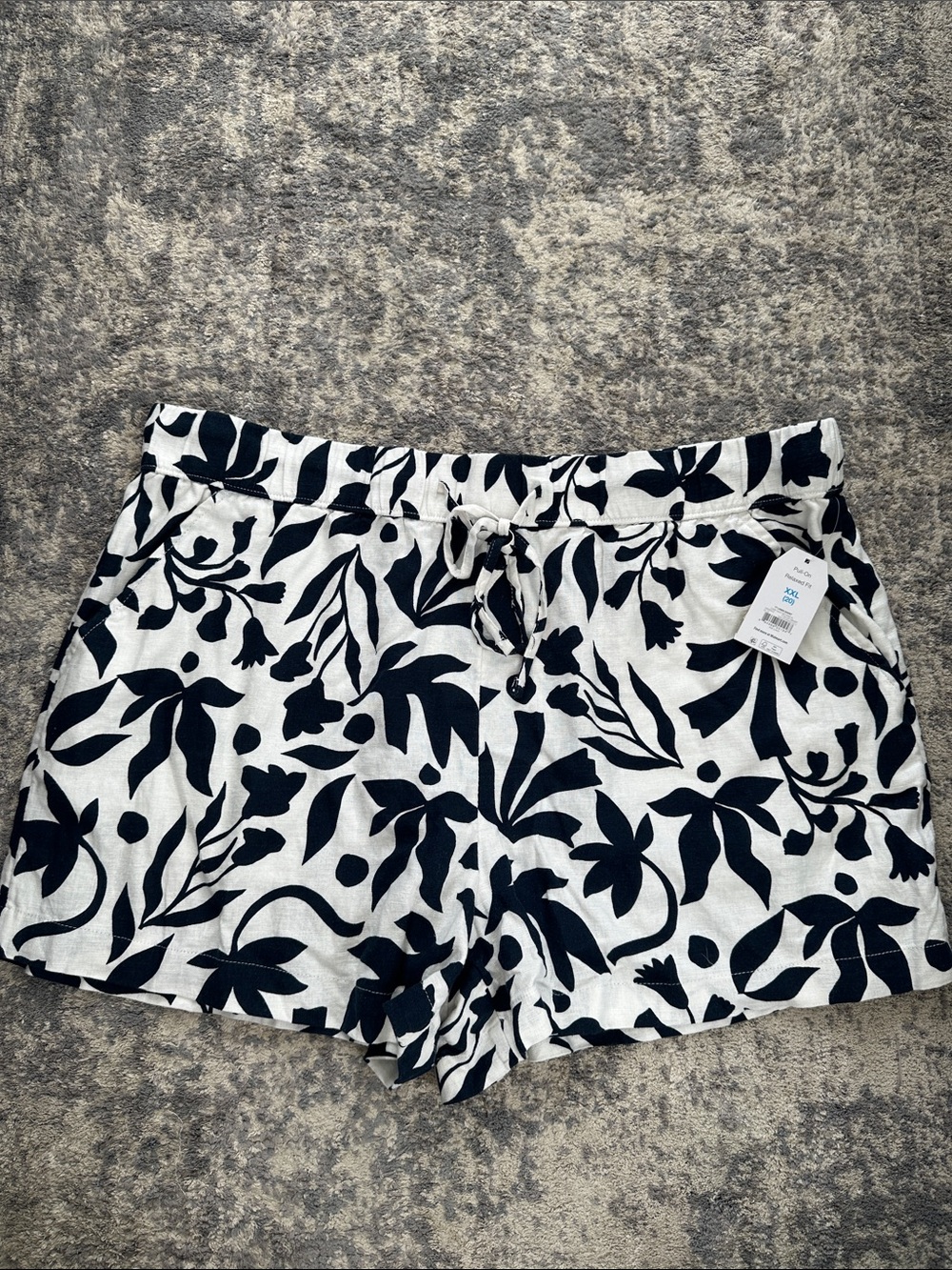 Time and Tru White Shorts with Navy Floral Print